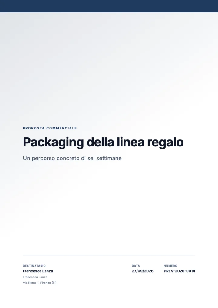 Copertina di un preventivo con il tema Classico