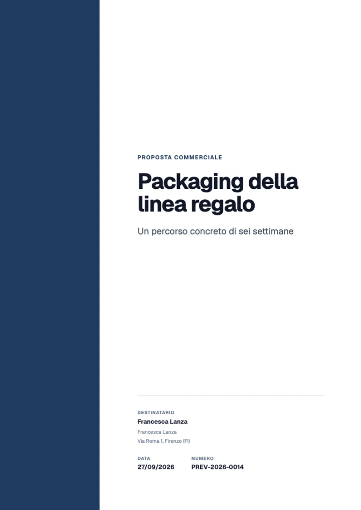 Copertina di un preventivo con il tema Moderno